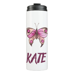 Pink Butterfly Fancy Thermal Tumbler