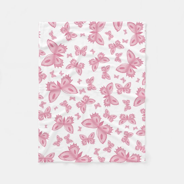 Pink Butterfly Fleece Blanket (Front)