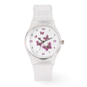 Pink Butterfly Flight – Elegant Minimalist Watch