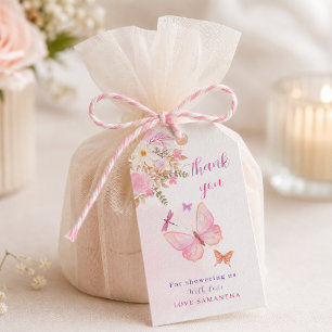 Pink butterfly Floral Baby Shower cards & gifts Gift Tags