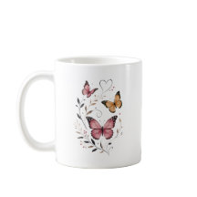 Pink Butterfly Floral Botanical Design