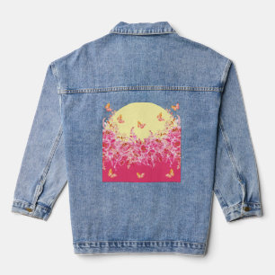 Pink Butterfly Floral Denim Jacket
