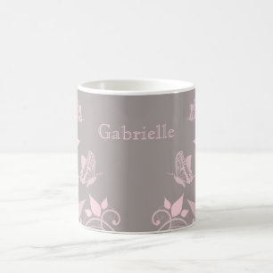 Pink Butterfly Floral Mug