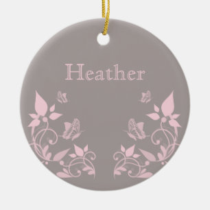 Pink Butterfly Floral Ornament