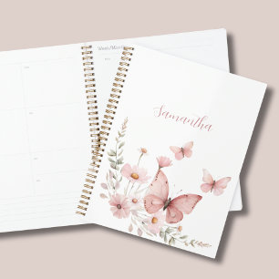 Pink Butterfly Floral Personalised Planner