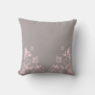 Pink Butterfly Floral Pillow