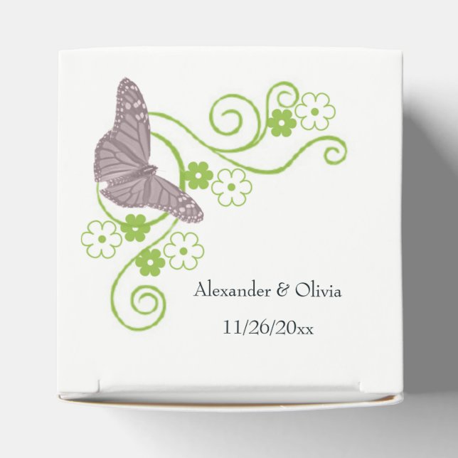 Pink Butterfly Floral Wedding Favour Box (Top)