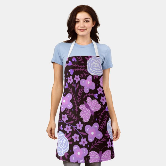 Pink Butterfly Flower Apron (Worn)