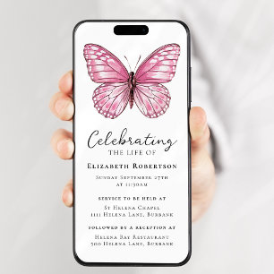 Pink Butterfly Funeral Digital Evite Invitation