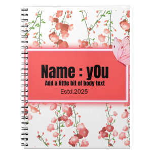 Pink butterfly Gardenia Notebook