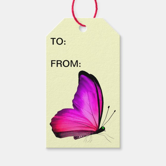 Pink Butterfly Gift Tags (Front)