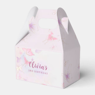 Pink Butterfly Girls Birthday Favour Box