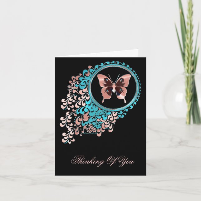 Pink butterfly greeting card (Front)