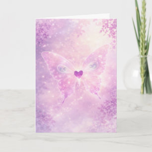 Pink Butterfly Heart Greeting Card