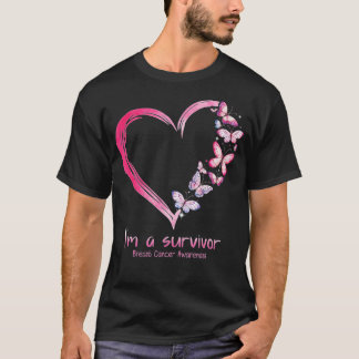 Pink Butterfly Heart Im A Survivor Breast Cancer A T-Shirt