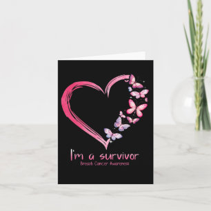 Pink Butterfly Heart I'm A Survivor Breast Cancer  Card