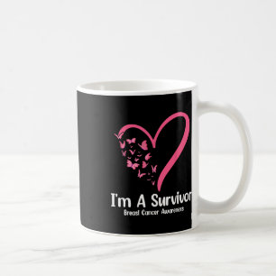 Pink Butterfly Heart I'm A Survivor Breast Cancer Coffee Mug