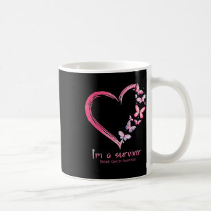 Pink Butterfly Heart I'm A Survivor Breast Cancer Coffee Mug