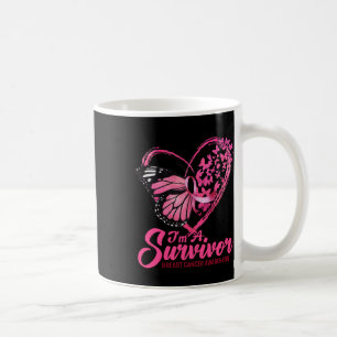 Pink Butterfly Heart I'm A Survivor Breast Cancer Coffee Mug