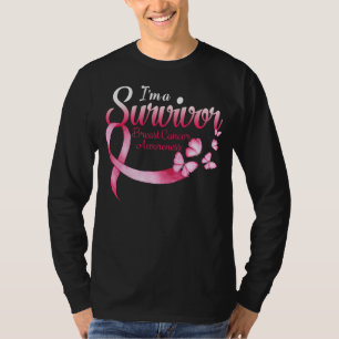 Pink Butterfly Heart I'm A Survivor Breast Cancer T-Shirt