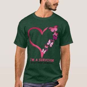 Pink Butterfly Heart I'm A Survivor Breast Cancer T-Shirt