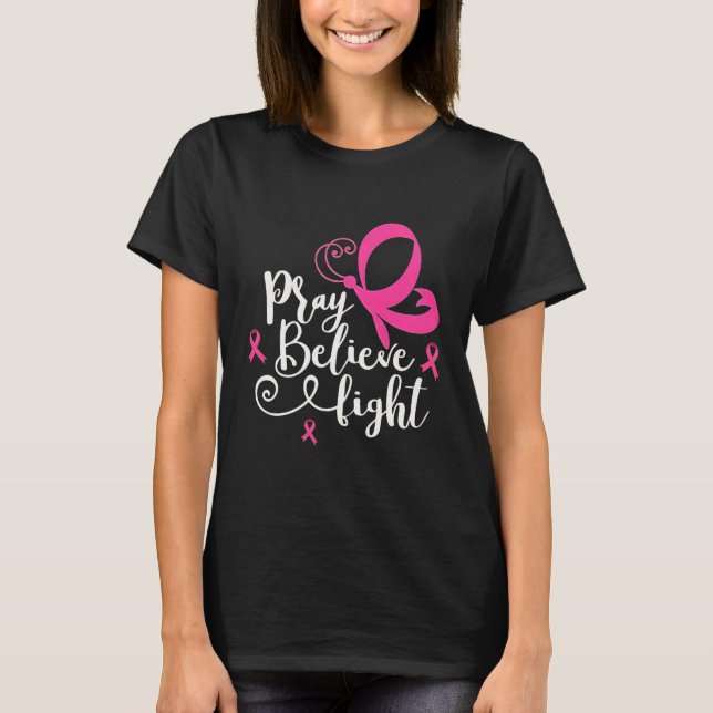 Pink Butterfly Heart I'm A Survivor Breast Cancer T-Shirt (Front)