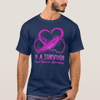 Pink Butterfly Heart I'm A Survivor Breast Cancer  T-Shirt
