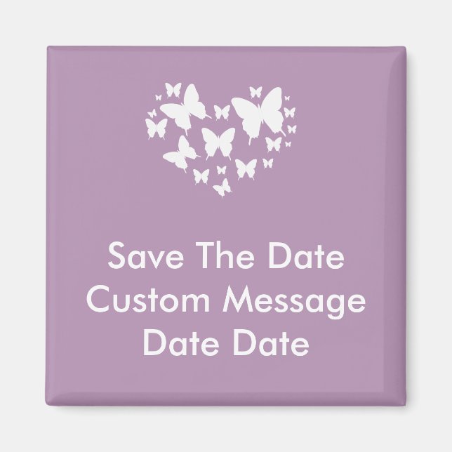 Pink Butterfly Heart Save The Date Magnet (Front)
