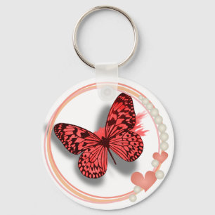 Pink Butterfly & Hearts Pretty Key/bag Chain Key Ring