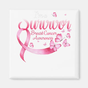 Pink Butterfly I'm A Survivor Breast Cancer Magnet