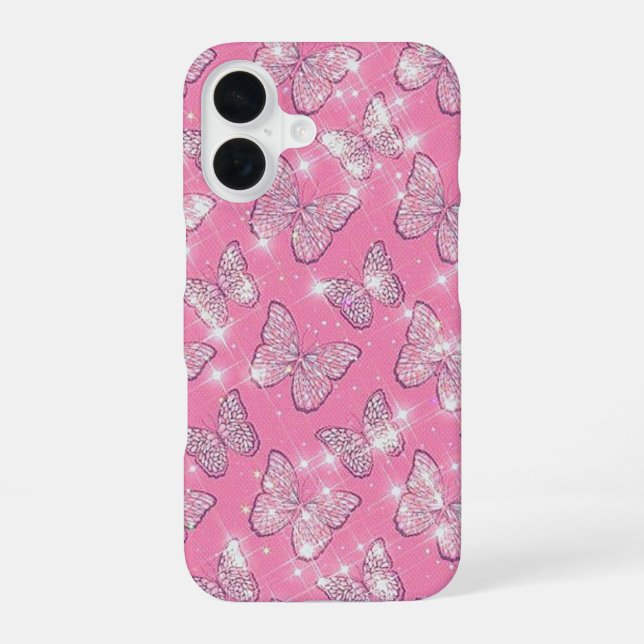 Pink Butterfly iPhone 16 Case (Back)
