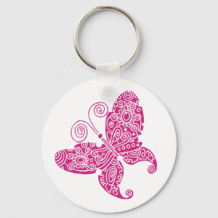 Pink Butterfly Key Ring