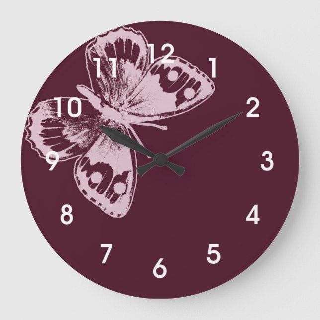Pink Butterfly Large Clock (Front)