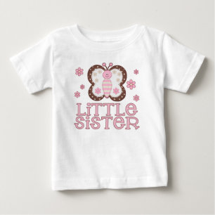 Pink Butterfly Little Sister Baby T-Shirt