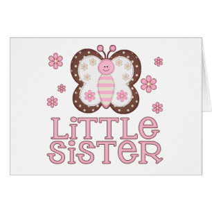 Pink Butterfly Little Sister Blank Card
