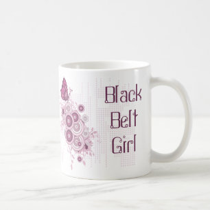 Pink Butterfly Martial Arts Black Belt Girl Coffee Mug