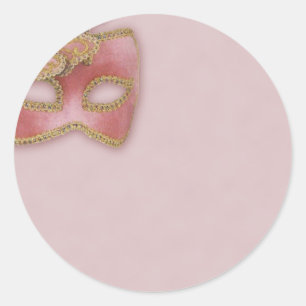 Pink Butterfly Mask Halloween Classic Round Sticker