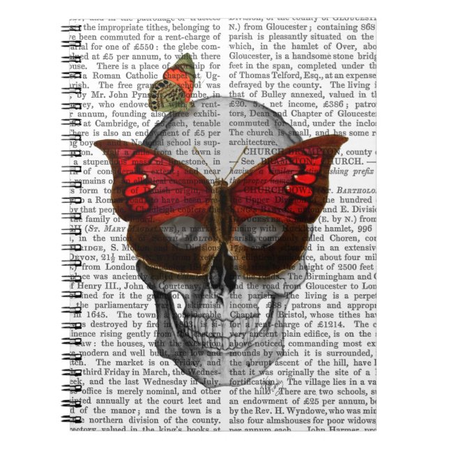Pink Butterfly Mask Skull Notebook (Front)