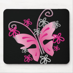 pink butterfly mousepad
