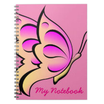Pink butterfly notebook