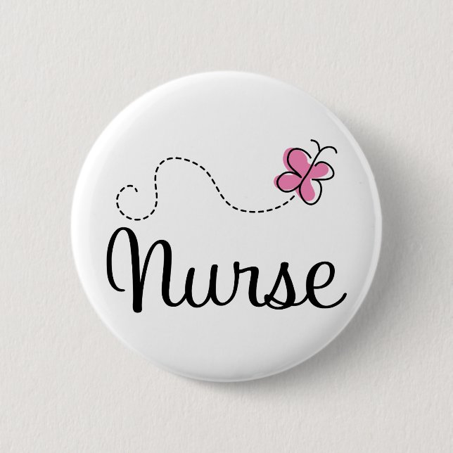 Pink Butterfly Nurse Gift Tee 6 Cm Round Badge (Front)