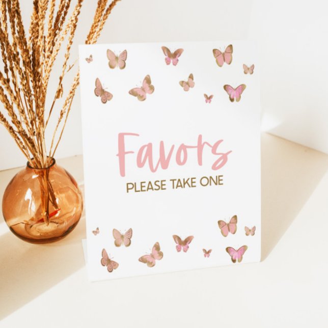 Pink Butterfly Party Favours Table Sign (Creator Uploaded)