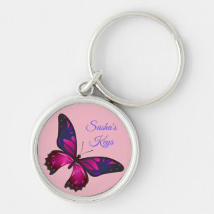 Pink Butterfly *Personalise* Key Ring