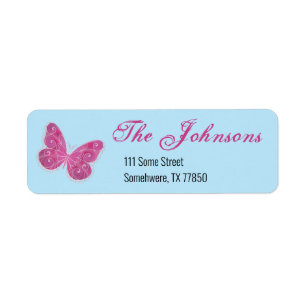 Pink Butterfly Personalised Address Labels