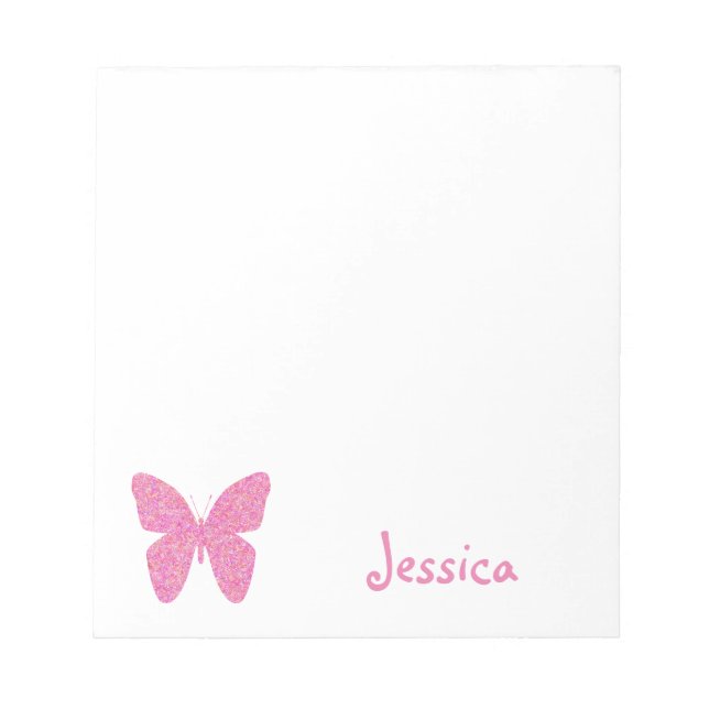 Pink Butterfly Personalised Girly Name  Notepad (Front)