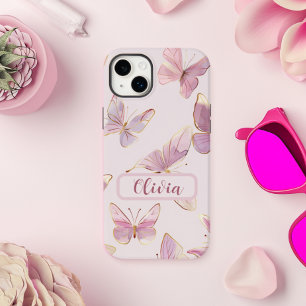 Pink Butterfly Personalised iPhone Case