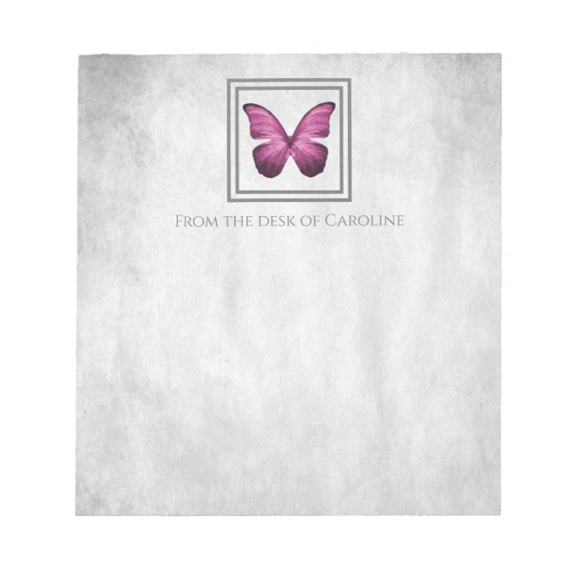 Pink Butterfly Personalised Notepad (Front)