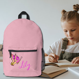 pink butterfly - personalised printed backpack