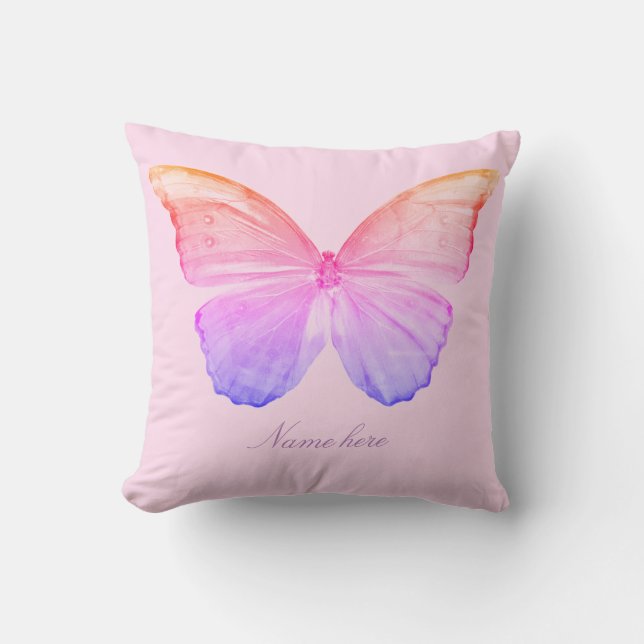 Pink Butterfly Pillow (Front)