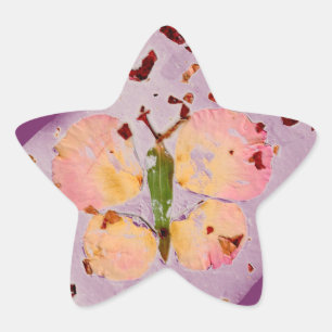 Pink Butterfly purple star sticker, envelop sealer Sticker